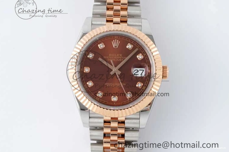 Jubilee Edition Dial VR3235 904L JDF RG V2 Steel Diamonds SS 41 RG Bracelet SS 1:1 Best DateJust Brown on 0828